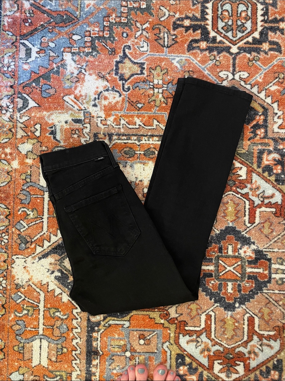 For Brittani - MOTHER The Mid Rise Dazzler Ankle Black Straight Leg Jeans | - Picture 5 of 11